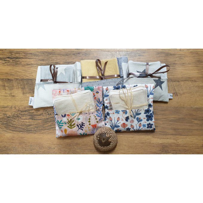 Etui+ lot de 5 lingettes lavables 100% coton biologique