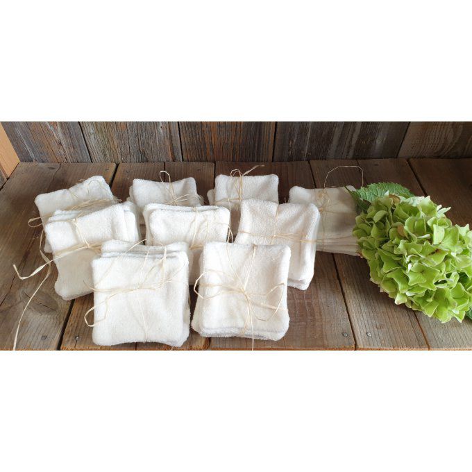 Lot de 5 lingettes lavables en coton biologique