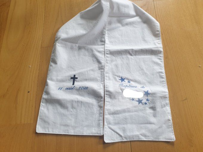 Echarpe de bapteme / communion personnalisable en coton biologique 