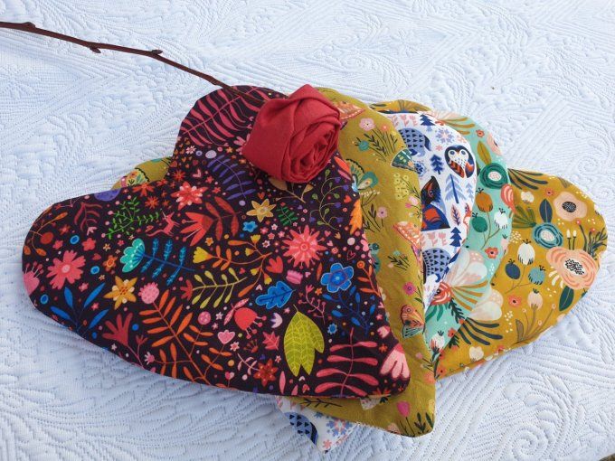 Trousse coeur en coton biologique