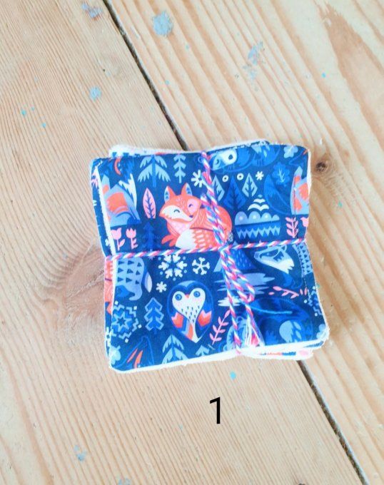 Lot 5 lingettes lavables 10*10cm 100% coton biologique